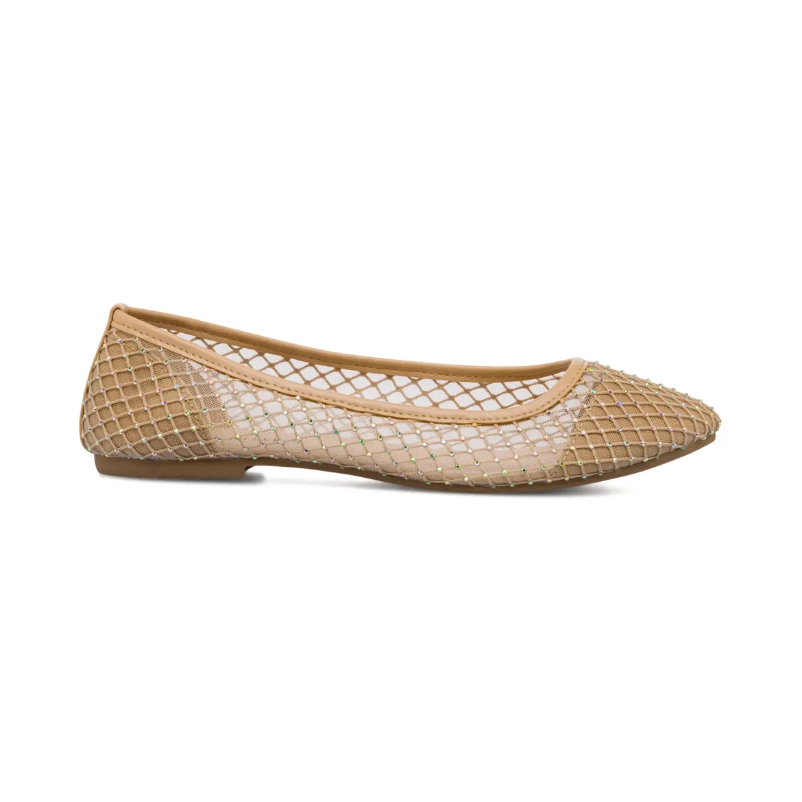 Ballerine beige da Donna con inserti in rete e cristalli Lora Ferres