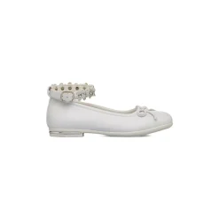 Ballerine bianche da bambina con cinturino e dettagli Dieci Baci