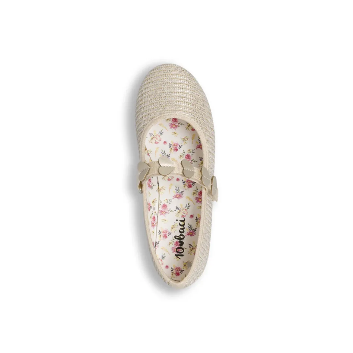 Ballerine da Bambina oro con fascetta a cuori Dieci Baci