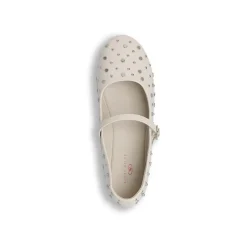 Ballerine da donna bianche con borchie e cinturino Swish Jeans
