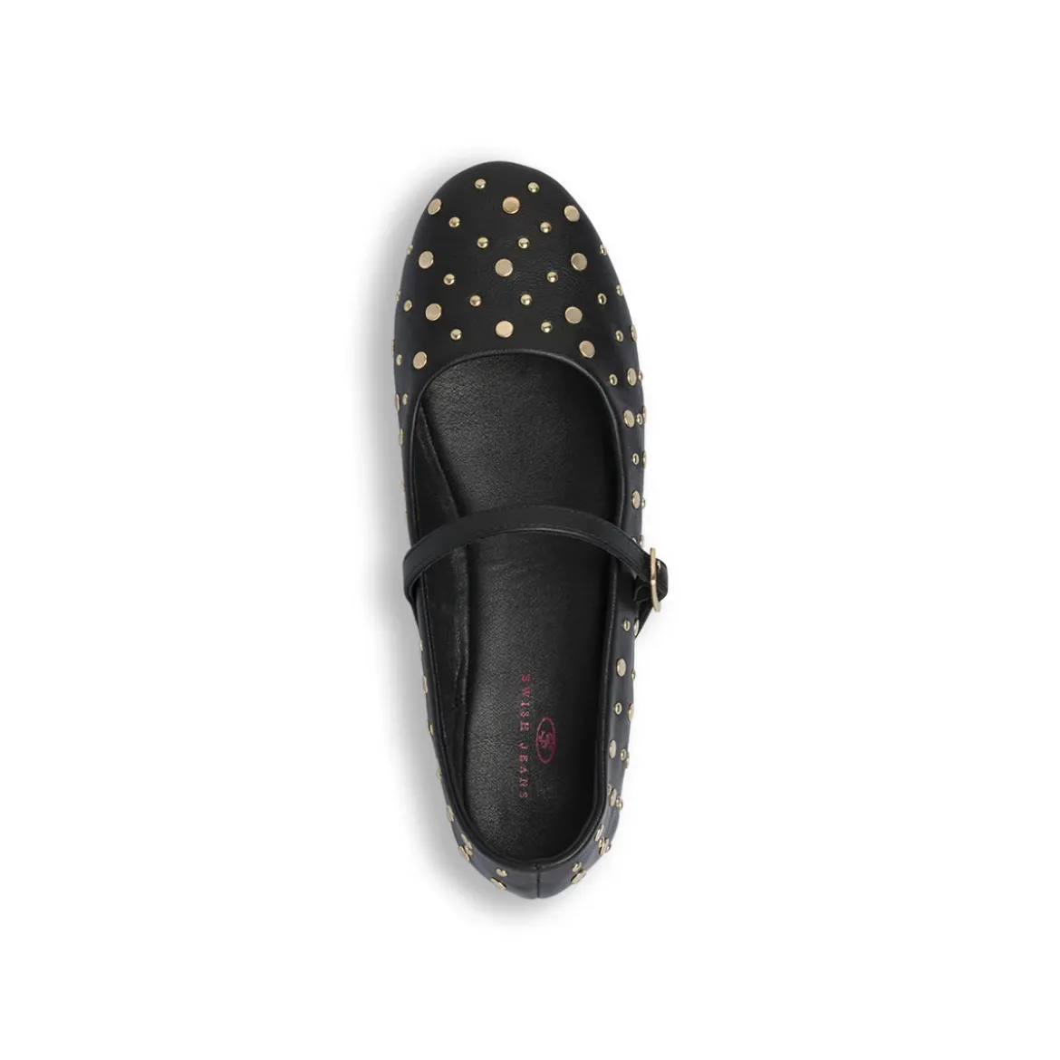 Ballerine da donna nere Mary Jane con borchie dorate Swish Jeans
