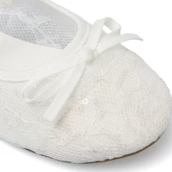 Ballerine da ragazza bianche in pizzo con paillettes Dieci Baci