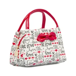 Beauty case Bianco Donna con stampa Love e manici vernice Camomilla