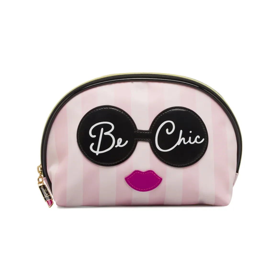 Beauty case da Donna Rosa a righe con grafica Be Chic charm Camomilla