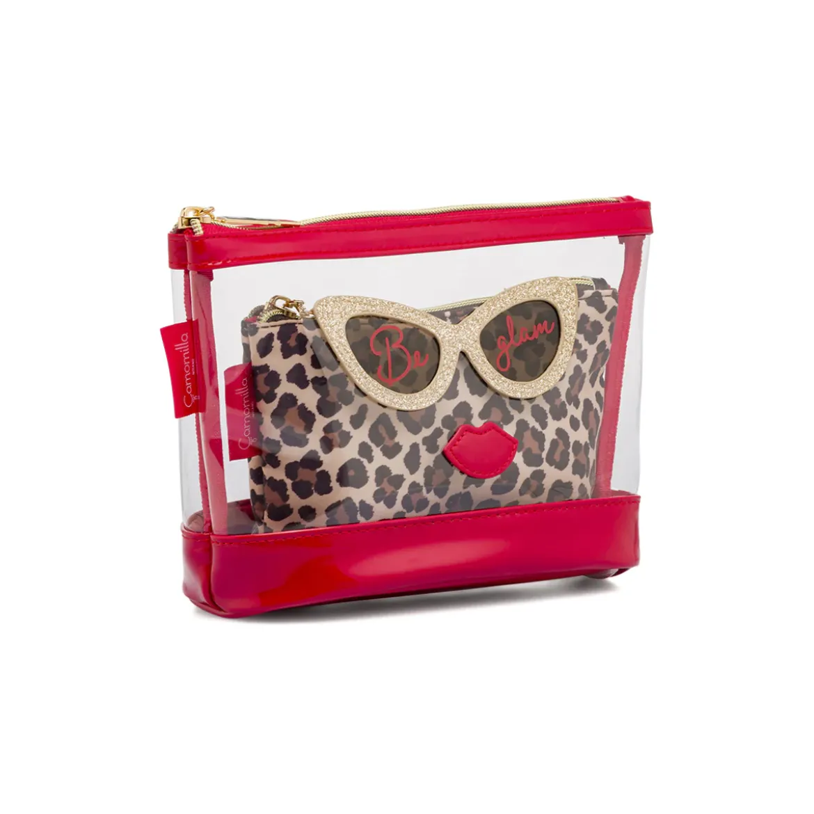 Beauty case Donna set 2 pezzi Maculato con dettagli glitter Camomilla