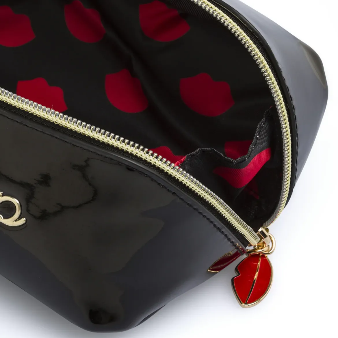 Beauty case nero Donna effetto vernice con scritta Make up Camomilla