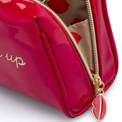 Beauty case Rosso Donna effetto vernice con scritta Make up Camomilla