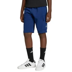 Bermuda sportivi blu da Bambino con tasconi cargo e coulisse adidas