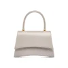 Borsa a mano argento glitter rigida con manico Lora Ferres