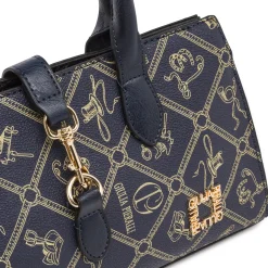 Borsa a mano blu da Donna con stampa logata e tracolla Giulia Pieralli