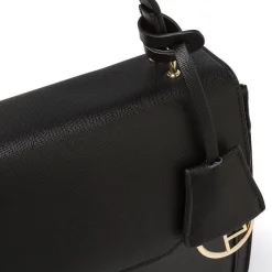 Borsa a mano da donna nera Lora Ferres con tracolla e dettagli oro