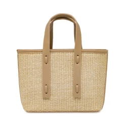 Borsa a mano da Donna nude effetto paglia con tracolla Lora Ferres