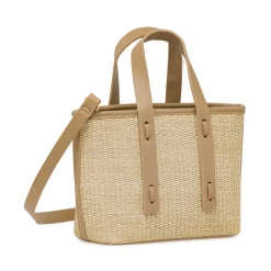 Borsa a mano da Donna nude effetto paglia con tracolla Lora Ferres