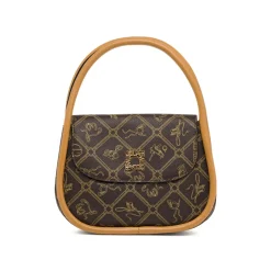 Borsa a mano Donna marrone con stampa logo e tracolla Giulia Pieralli