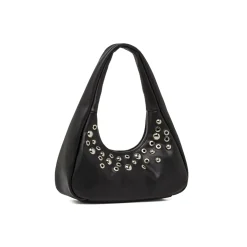 Borsa a mano nera da Donna con occhielli metallici Lora Ferres