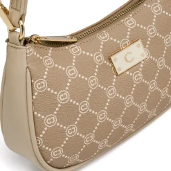 Borsa a spalla beige da Donna con stampa monogram Carrera Jeans