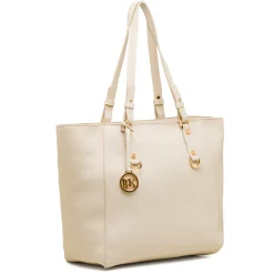 Borsa a spalla bianca off-white da Donna con logo pendente dorato Lumberjack