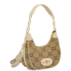 Borsa a spalla da Donna beige con stampa logo e catena Carrera Jeans
