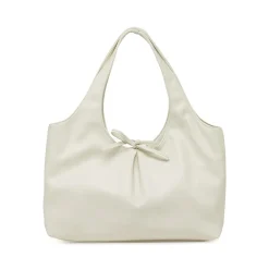 Borsa a spalla da donna bianca Lora Ferres morbida con fiocco