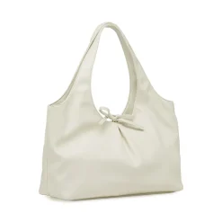 Borsa a spalla da donna bianca Lora Ferres morbida con fiocco