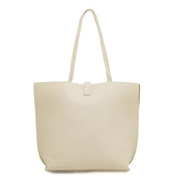 Borsa a spalla da donna bianco off-white con bottone oro Lora Ferres