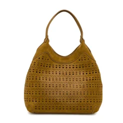 Borsa a spalla da donna Lora Ferres marrone effetto scamosciato