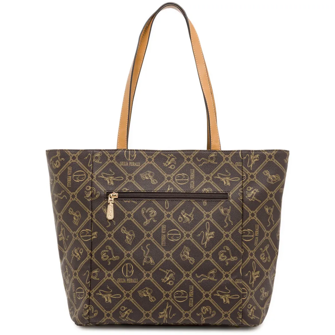 Borsa a spalla da Donna marrone con stampa logo Giulia Pieralli