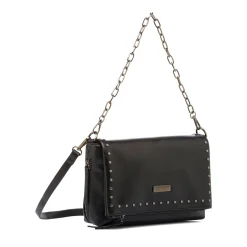 Borsa a Spalla da Donna Nera con Borchie e Catena Lora Ferres