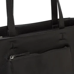 Borsa a spalla da donna nera Lora Ferres con zip e tasche esterne