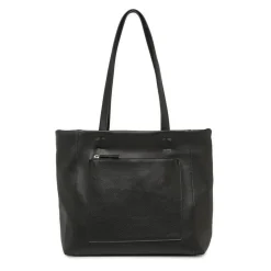 Borsa a spalla da donna nera Lora Ferres con zip e tasche esterne