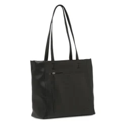 Borsa a spalla da donna nera Lora Ferres con zip e tasche esterne