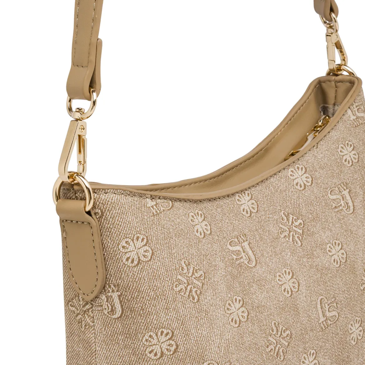 Borsa a Spalla Donna Beige con Logo All Over Swish Jeans