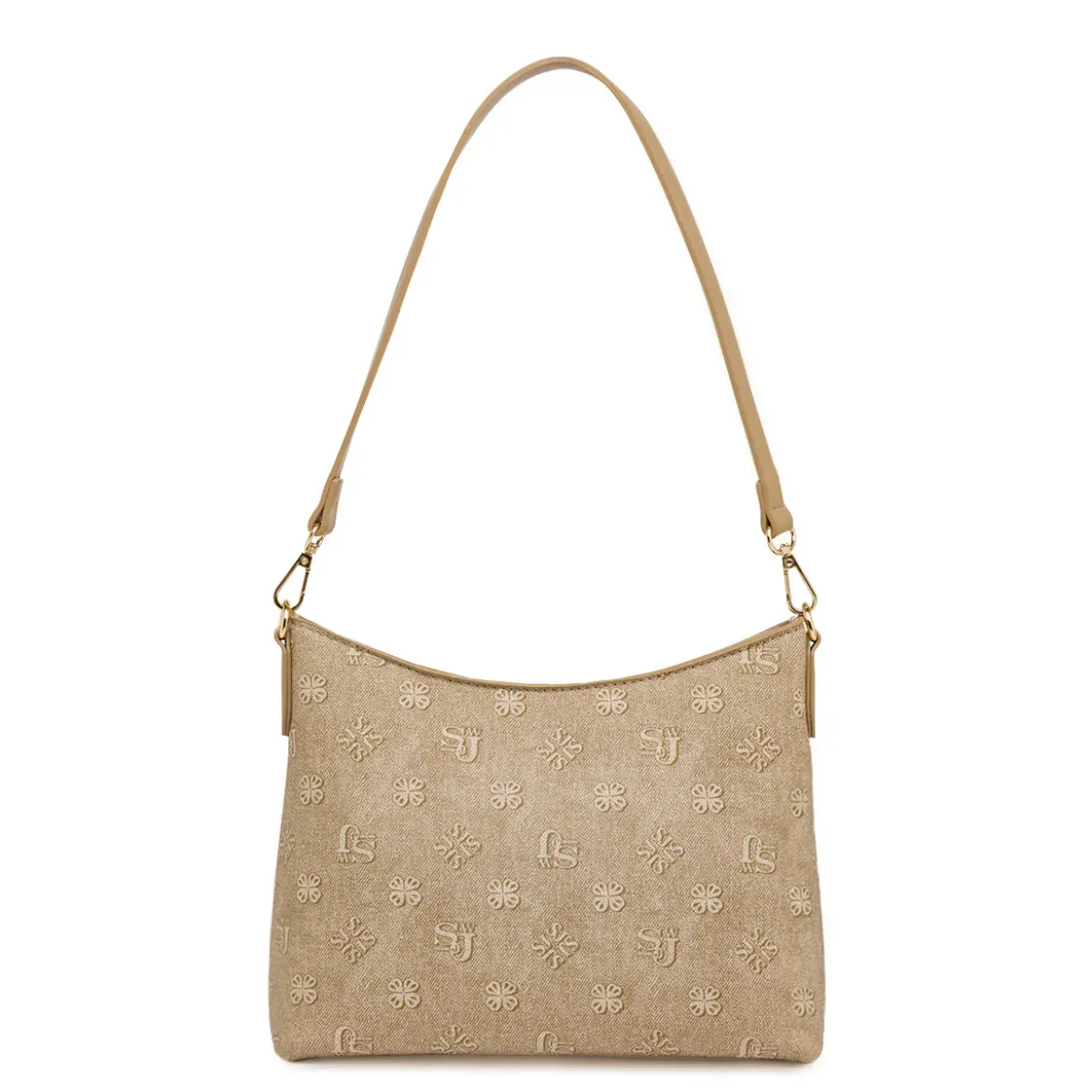 Borsa a Spalla Donna Beige con Logo All Over Swish Jeans