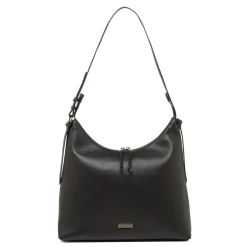 Borsa a spalla nera da Donna con zip e logo Lora Ferres