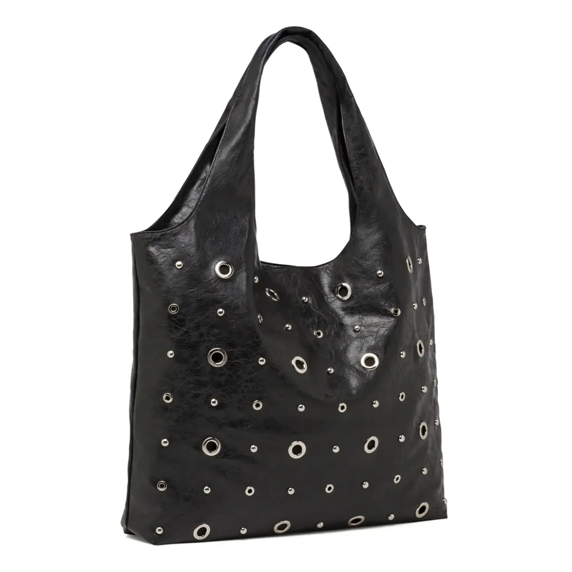 Borsa a spalla nera da Donna con borchie e occhielli Lora Ferres