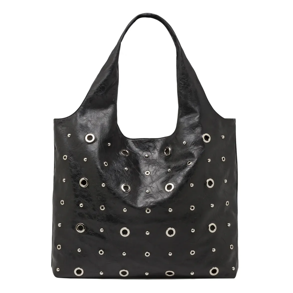 Borsa a spalla nera da Donna con borchie e occhielli Lora Ferres