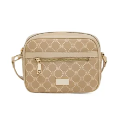 Borsa a tracolla beige da Donna con stampa monogram Carrera Jeans
