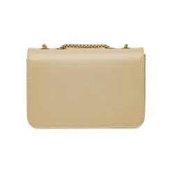 Borsa a tracolla da donna Lora Ferres beige con catena e dettagli oro
