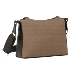 Borsa a Tracolla da Donna Marrone con Stampa Logo All Over Swish Jeans