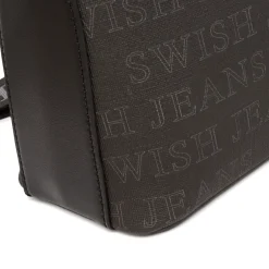 Borsa a Tracolla da Donna Nera con Stampa Logo All Over Swish Jeans