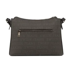 Borsa a Tracolla da Donna Nera con Stampa Logo All Over Swish Jeans