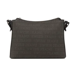Borsa a Tracolla da Donna Nera con Stampa Logo All Over Swish Jeans
