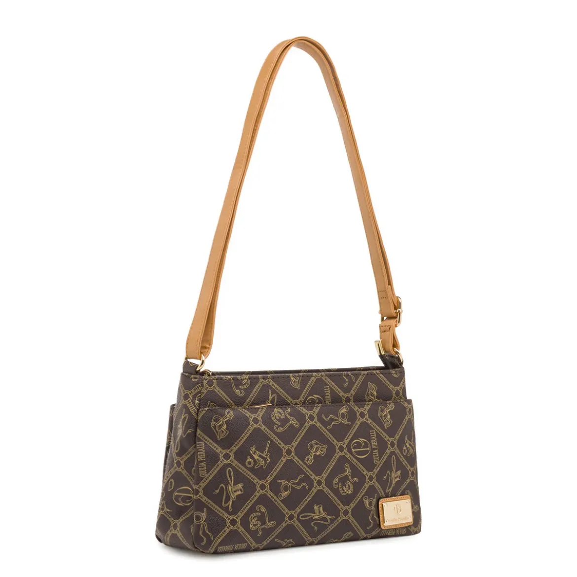 Borsa a tracolla marrone da Donna con stampa all-over Giulia Pieralli