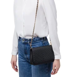 Borsa a tracolla nera da Donna con motivo a Chevron Lora Ferres