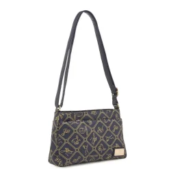 Borsa blu da Donna con stampa monogram e dettagli oro Giulia Pieralli