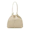 Borsa da donna Lora Ferres bianca stile secchiello con coulisse
