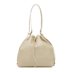 Borsa da donna Lora Ferres bianca stile secchiello con coulisse