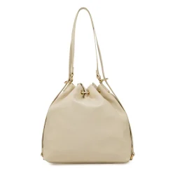 Borsa da donna Lora Ferres bianca stile secchiello con coulisse