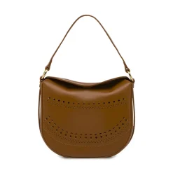 Borsa da donna marrone con tracolla e dettagli traforati Lora Ferres