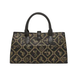 Borsa da Donna nera con stampa monogram e tracolla Giulia Pieralli